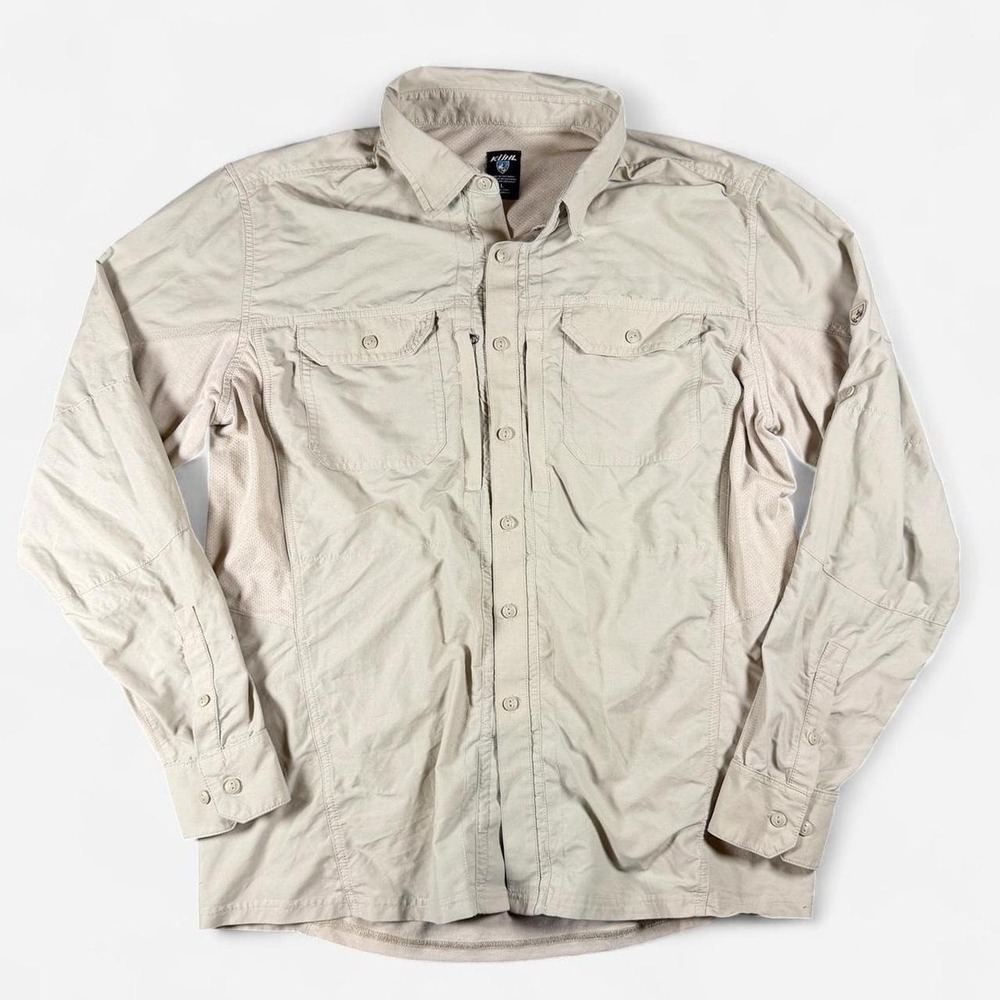 Kuhl Grey Airspeed Adventure 2 Pocket Vented Long Sleeve Shirt Size L